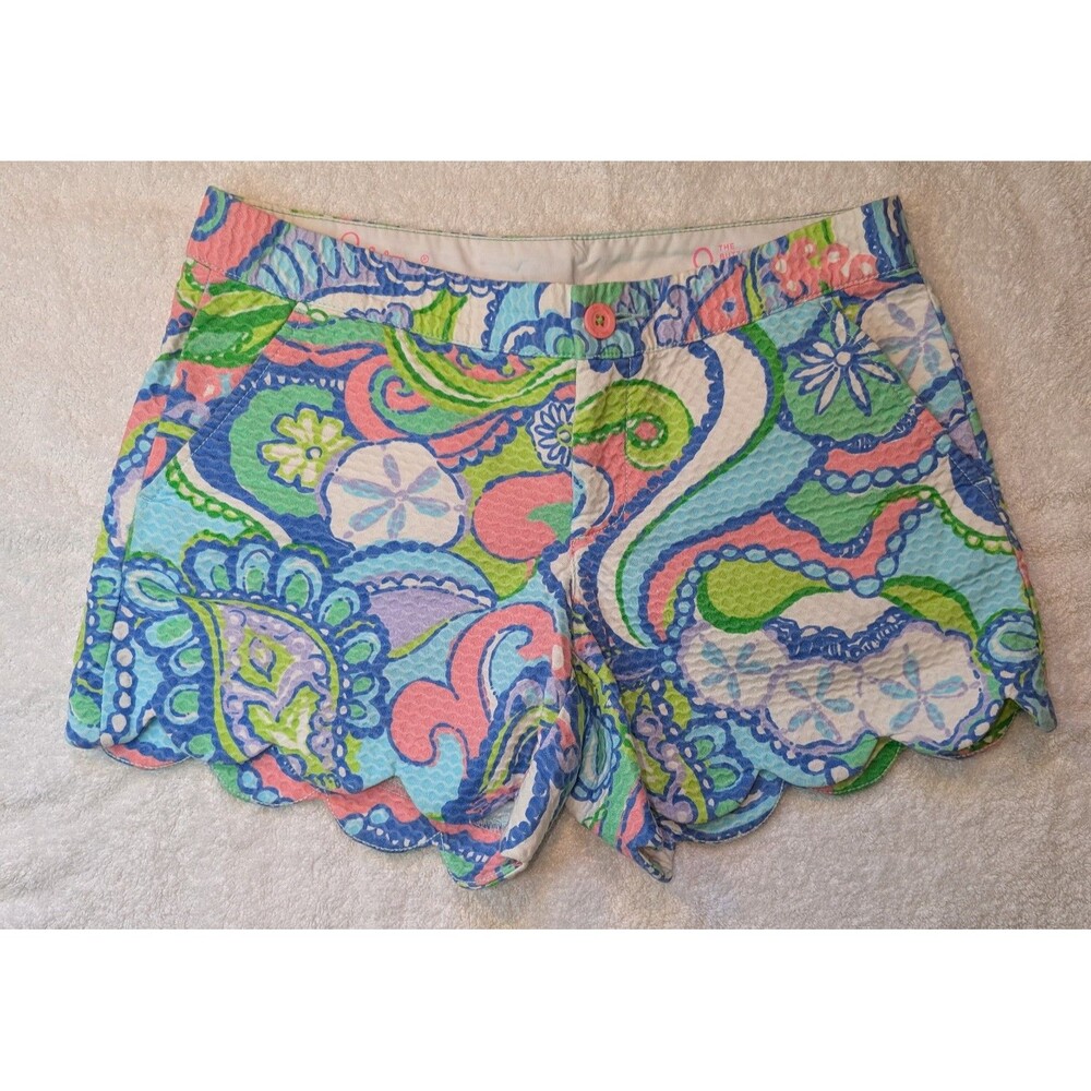 Lilly Pulitzer Buttercup Pink Blues Greens Shorts Conch Republic Woman's Size 0